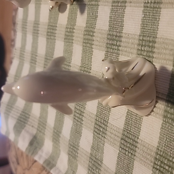 LENOX ivory fine China animal figures trimmed in gold dolphin and elephant left - Picture 7 of 16